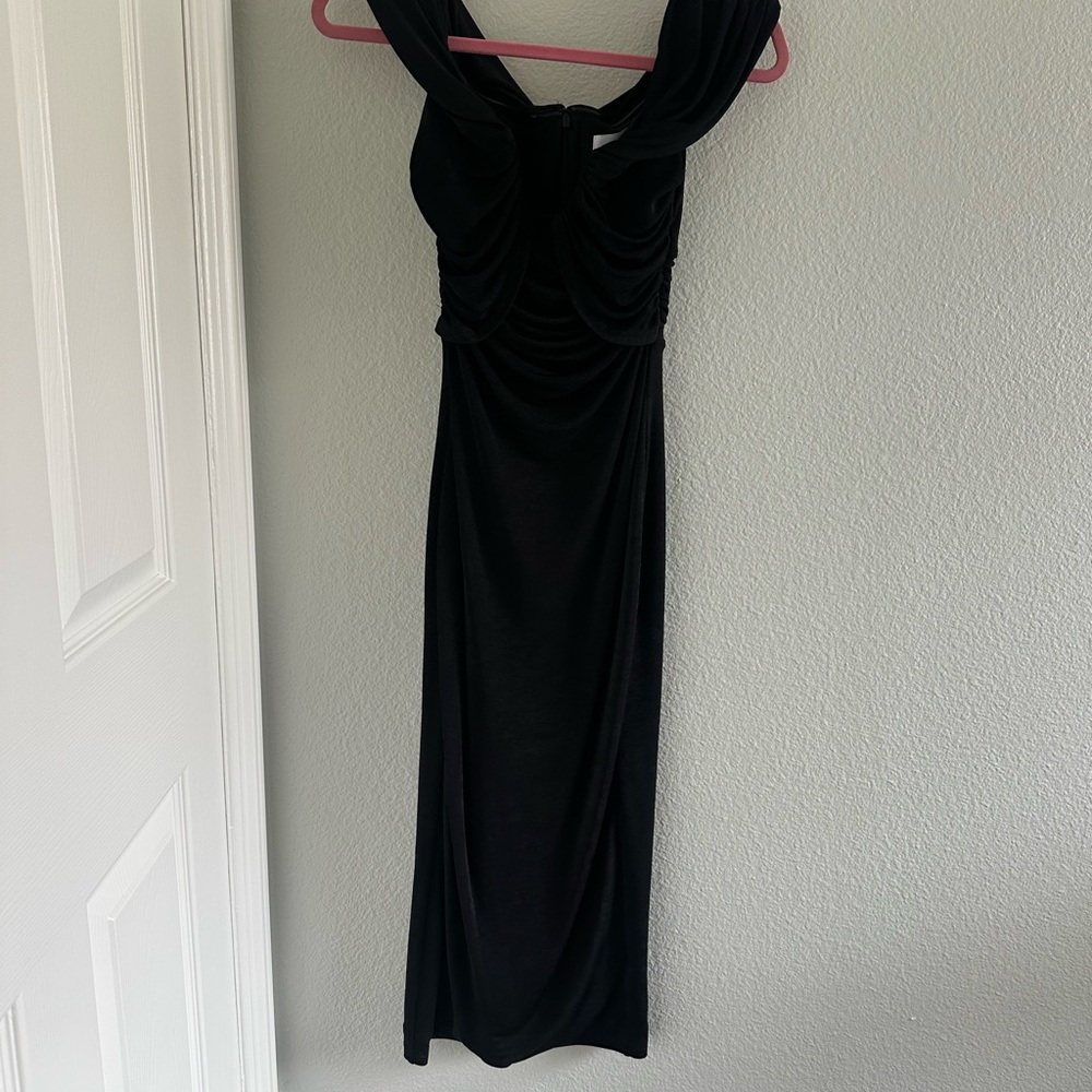 Elegant Black Evening Dress. Off shoulder.